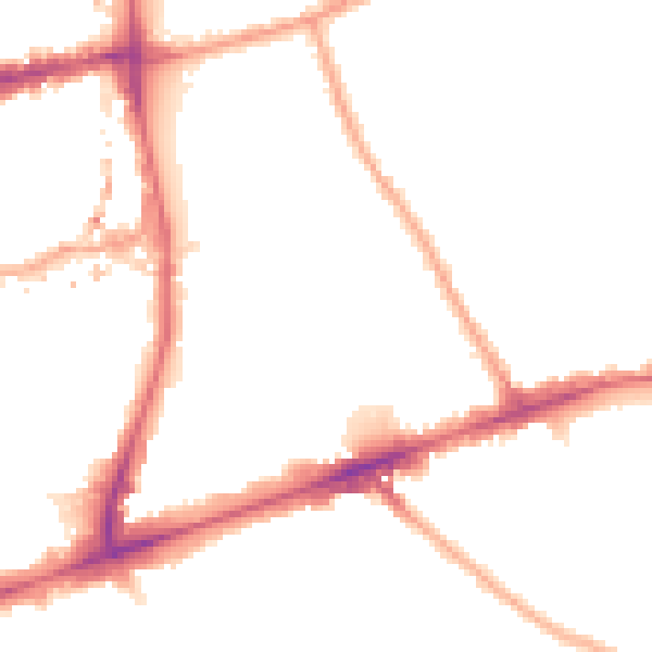Night-time road noise heatmap for E1 4AX