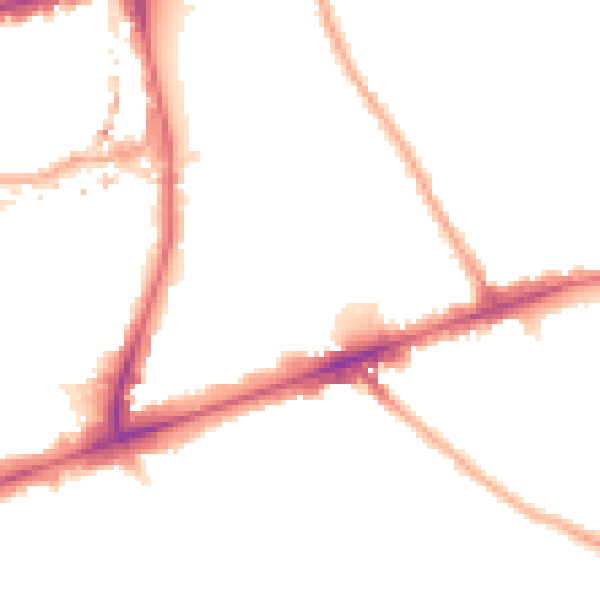 Night-time road noise heatmap for E1 4BB