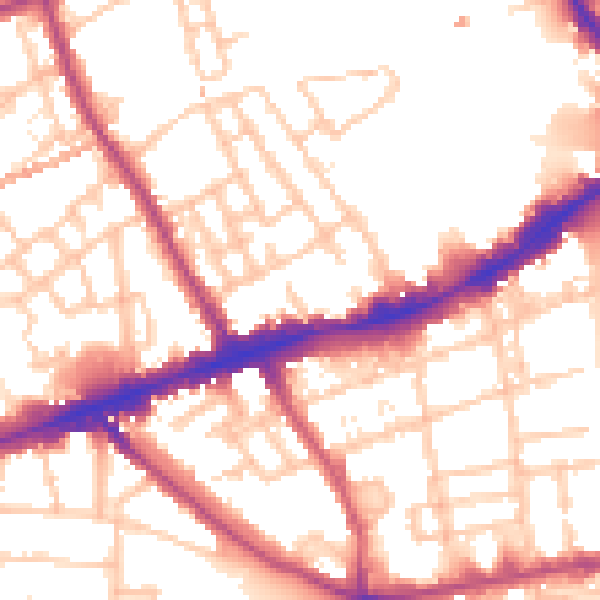 Daytime road noise heatmap for E1 4BH