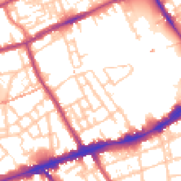 Daytime road noise heatmap for E1 4BP
