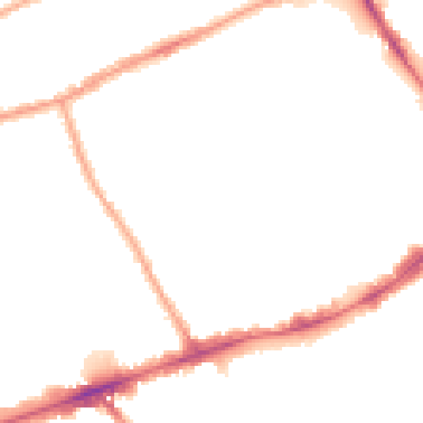 Night-time road noise heatmap for E1 4BP