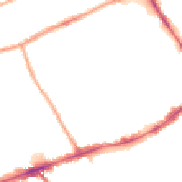 Night-time road noise heatmap for E1 4BT