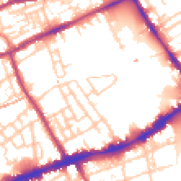 Daytime road noise heatmap for E1 4BY