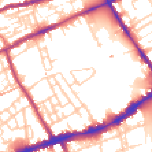 Daytime road noise heatmap for E1 4BZ
