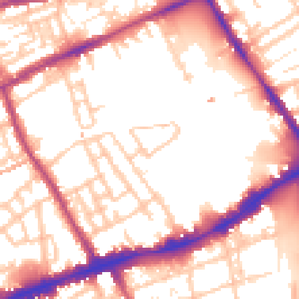 Daytime road noise heatmap for E1 4DR