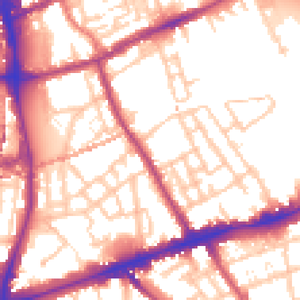 Daytime road noise heatmap for E1 4EA