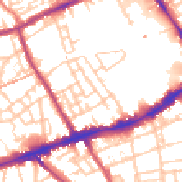 Daytime road noise heatmap for E1 4EF
