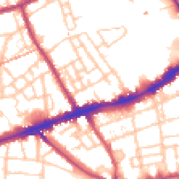 Daytime road noise heatmap for E1 4EG