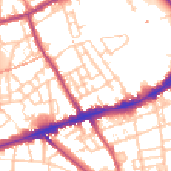 Daytime road noise heatmap for E1 4EH
