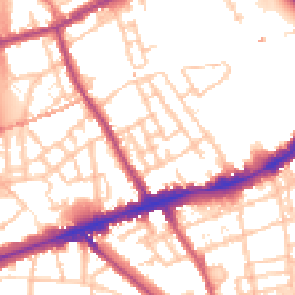 Daytime road noise heatmap for E1 4EQ