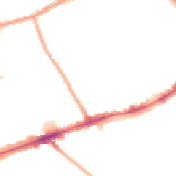 Night-time road noise heatmap for E1 4EQ