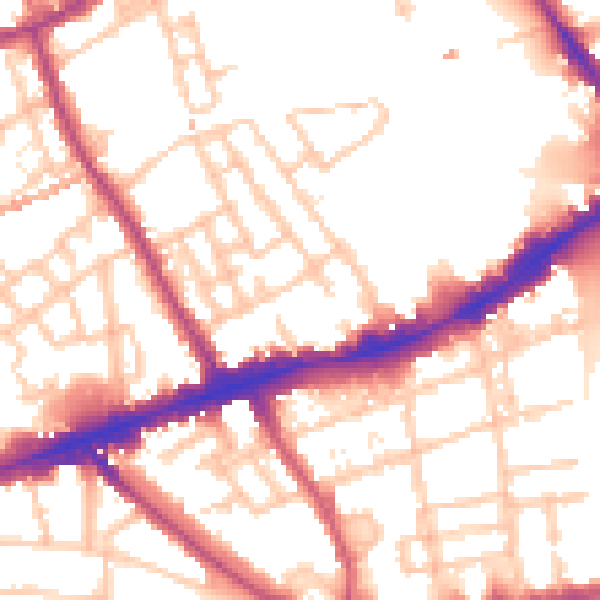 Daytime road noise heatmap for E1 4EU