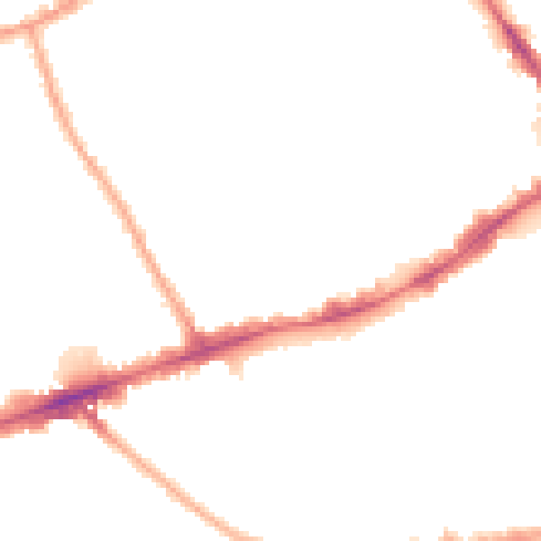 Night-time road noise heatmap for E1 4EU
