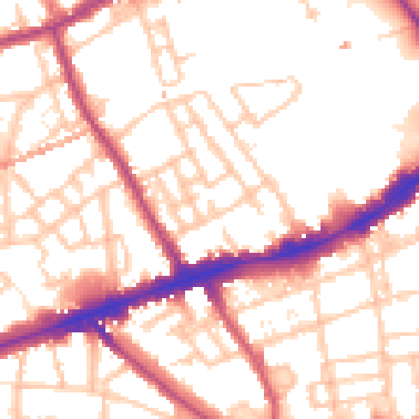 Daytime road noise heatmap for E1 4EX