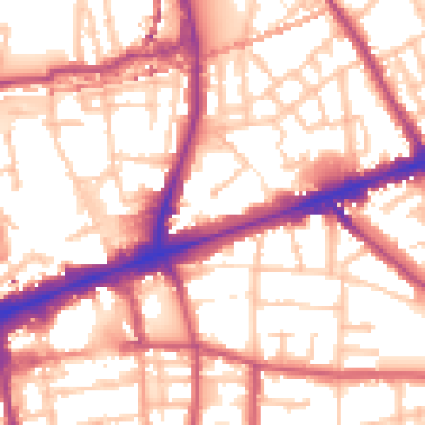 Daytime road noise heatmap for E1 4FA
