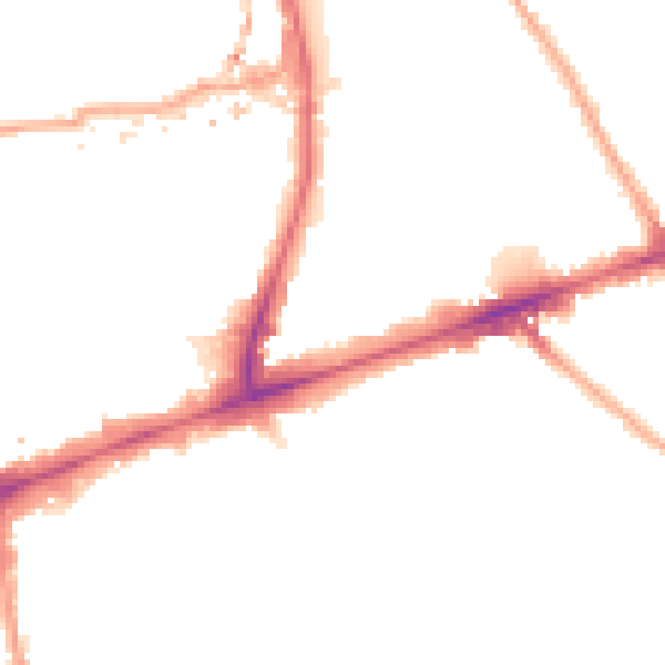 Night-time road noise heatmap for E1 4FA
