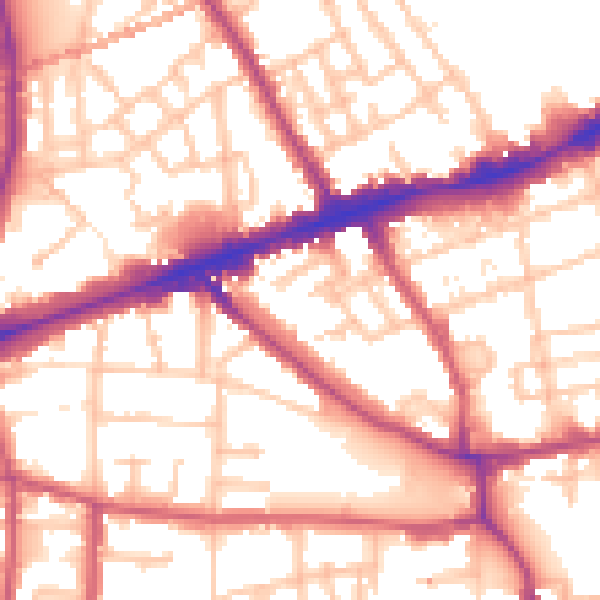 Daytime road noise heatmap for E1 4GH