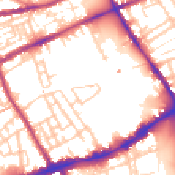 Daytime road noise heatmap for E1 4GP