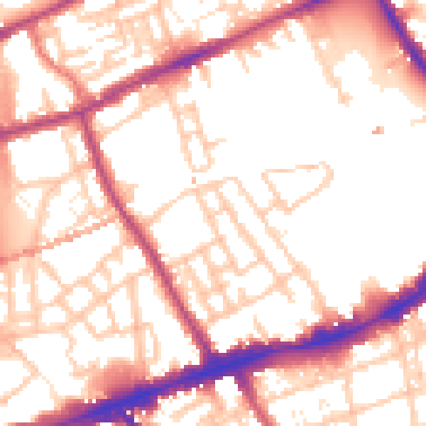 Daytime road noise heatmap for E1 4GW