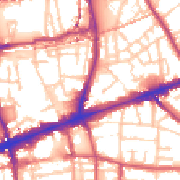 Daytime road noise heatmap for E1 4HG