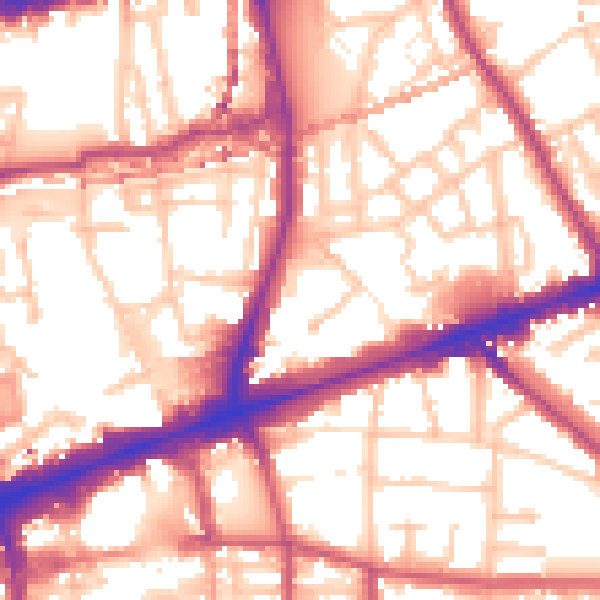 Daytime road noise heatmap for E1 4HQ