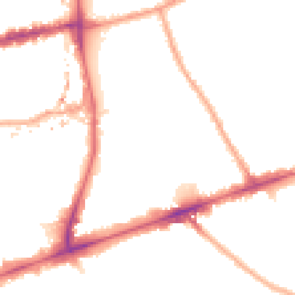 Night-time road noise heatmap for E1 4JA