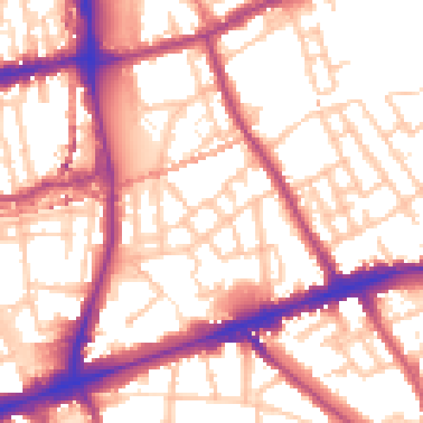 Daytime road noise heatmap for E1 4JG