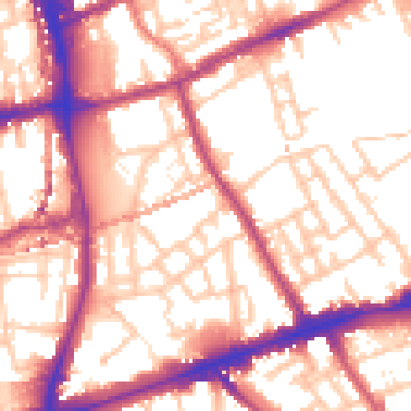 Daytime road noise heatmap for E1 4JS