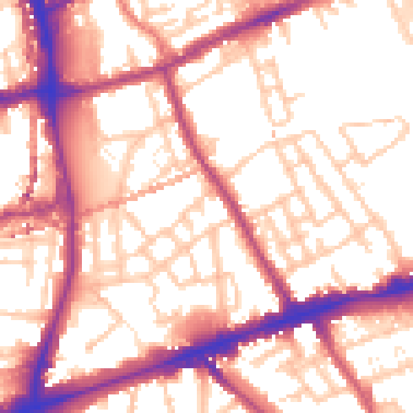 Daytime road noise heatmap for E1 4JT