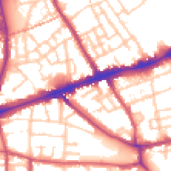 Daytime road noise heatmap for E1 4LJ