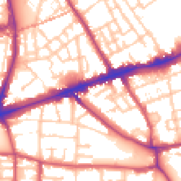Daytime road noise heatmap for E1 4LL