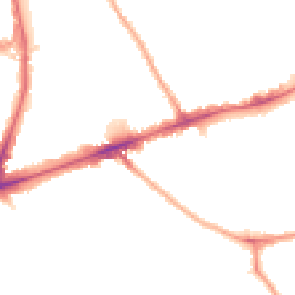Night-time road noise heatmap for E1 4LL