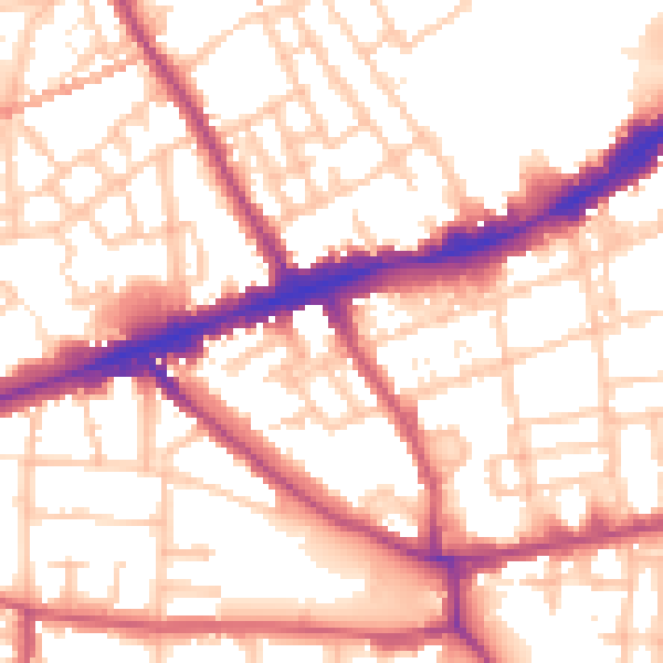 Daytime road noise heatmap for E1 4LP