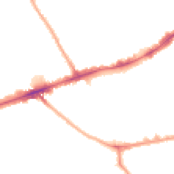 Night-time road noise heatmap for E1 4LP
