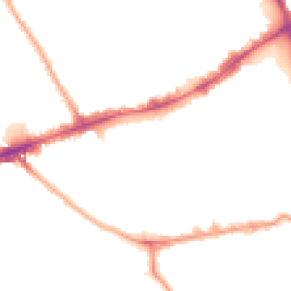 Night-time road noise heatmap for E1 4LS