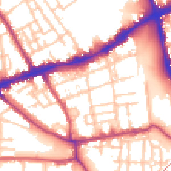 Daytime road noise heatmap for E1 4LU