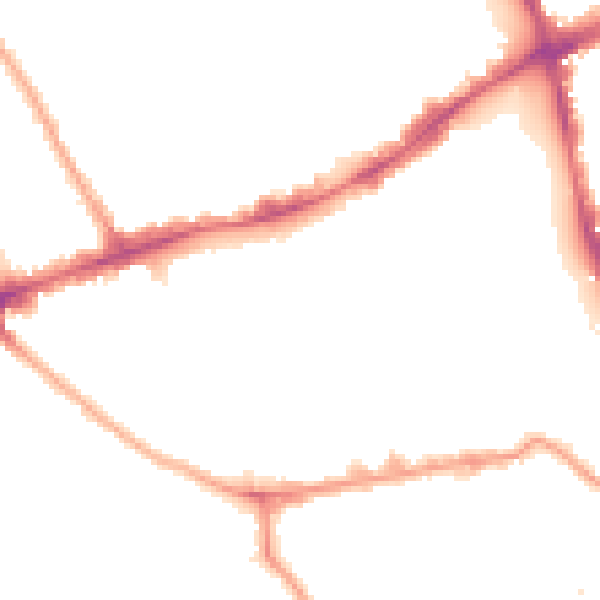 Night-time road noise heatmap for E1 4LU