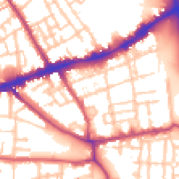 Daytime road noise heatmap for E1 4LX