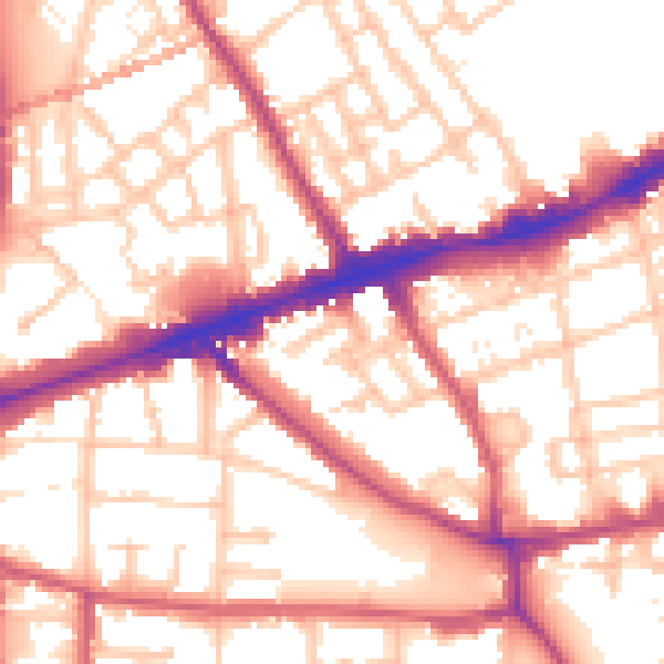 Daytime road noise heatmap for E1 4NF