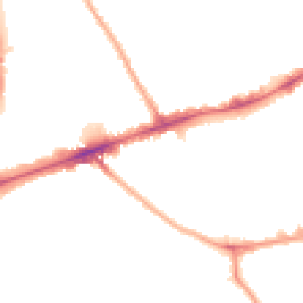 Night-time road noise heatmap for E1 4NF