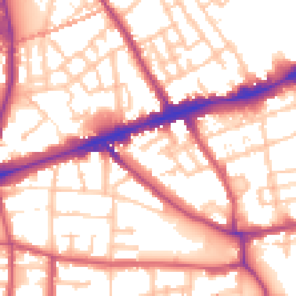 Daytime road noise heatmap for E1 4NG