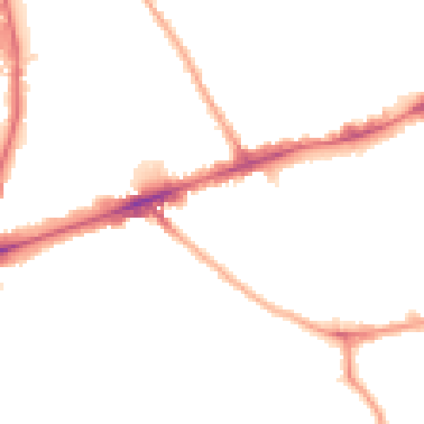 Night-time road noise heatmap for E1 4NG