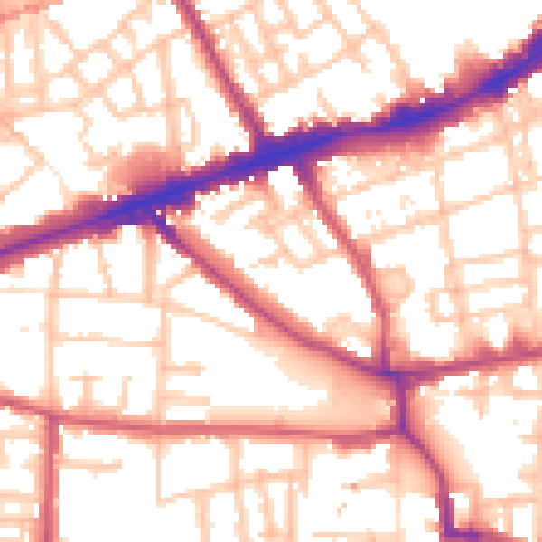 Daytime road noise heatmap for E1 4NH