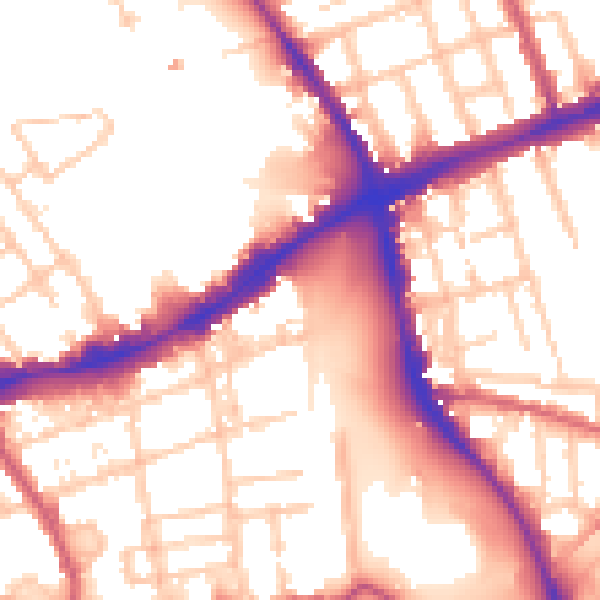 Daytime road noise heatmap for E1 4PJ