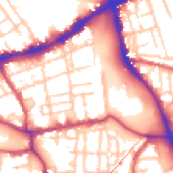 Daytime road noise heatmap for E1 4QE