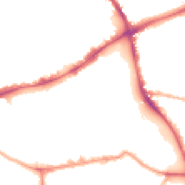 Night-time road noise heatmap for E1 4QL