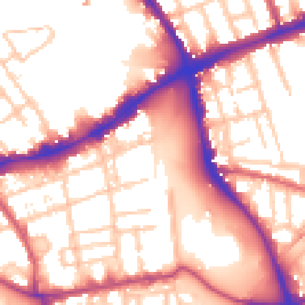 Daytime road noise heatmap for E1 4QN