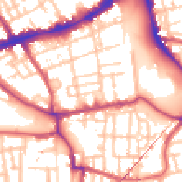 Daytime road noise heatmap for E1 4QR