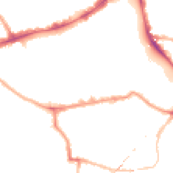 Night-time road noise heatmap for E1 4QR