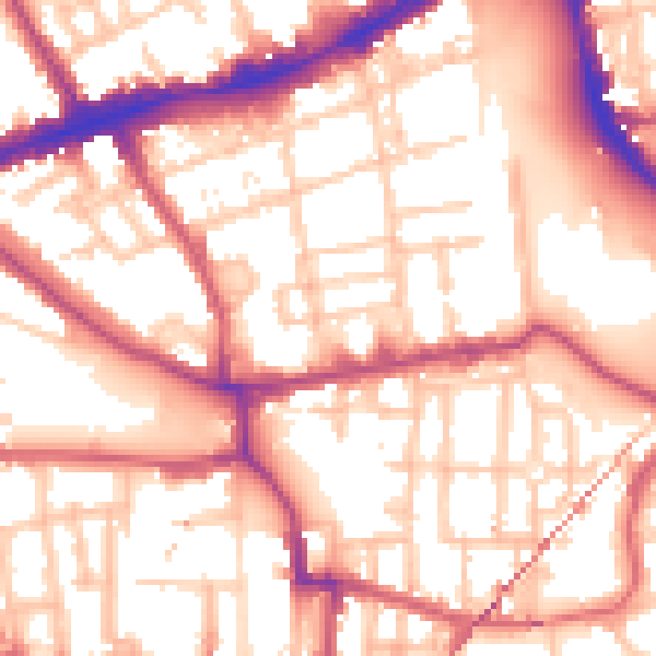 Daytime road noise heatmap for E1 4RW
